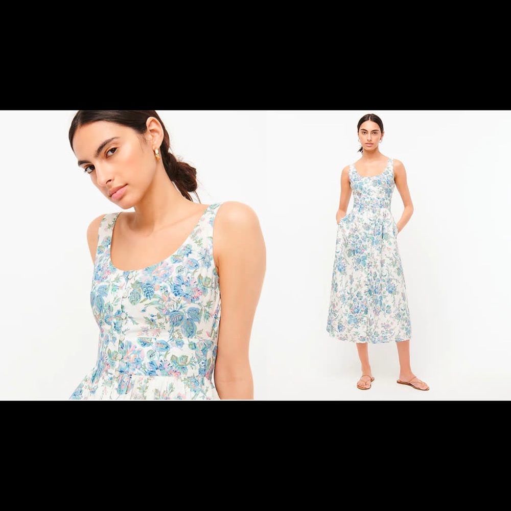 J.Crew Floral button front midi dress